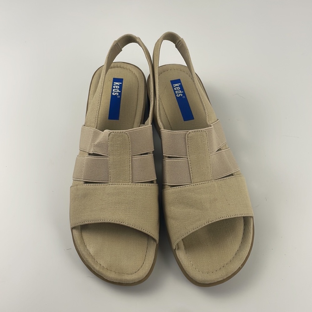 Keds | Beige Canvas Open Toe Slip On Sling Back Comfort Sandal Shoe Size 8 - Picture 3 of 9
